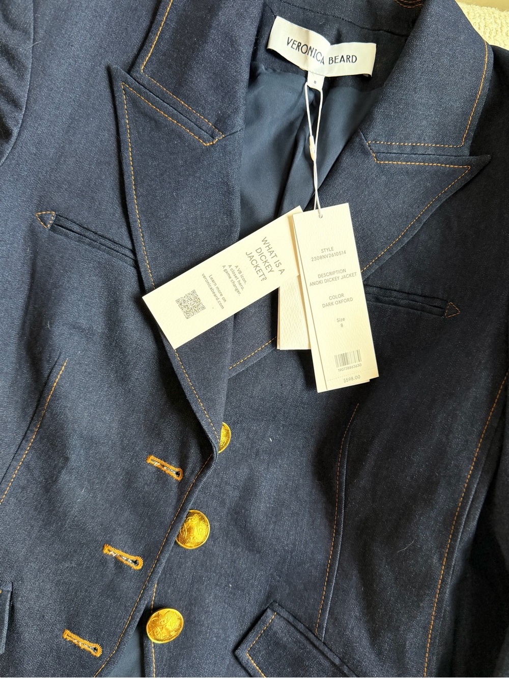 NWT Veronica Beard Western Denim Jacket